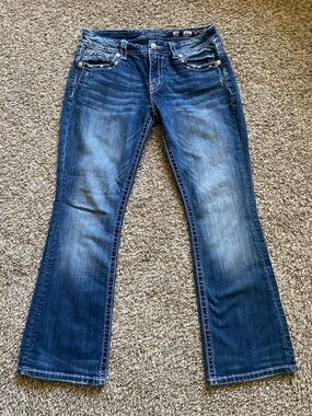 Women's Miss Me Dark Blue Mid Rise Easy Boot Jeans